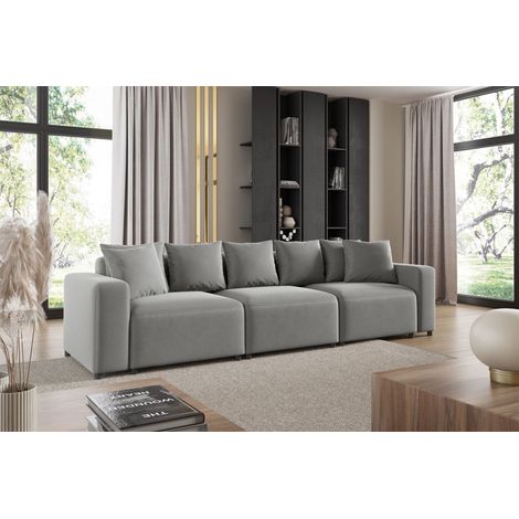 Sofa Designersofa Bigsofa MEGAN 3-Sitzer in Stoff Salvador Hellgrau (1/3)