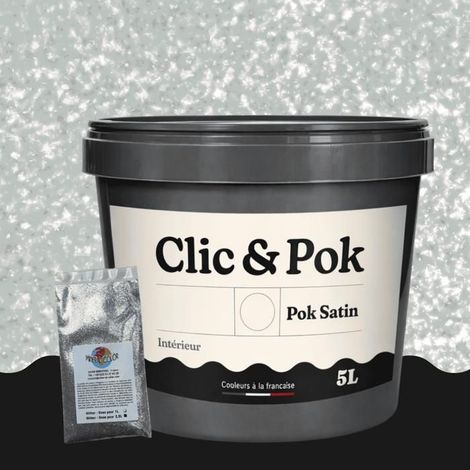 Peinture Effet Pailleté pour Murs & Plafonds - POK PAILLETTE - 5L - Gris Chic (1/4)