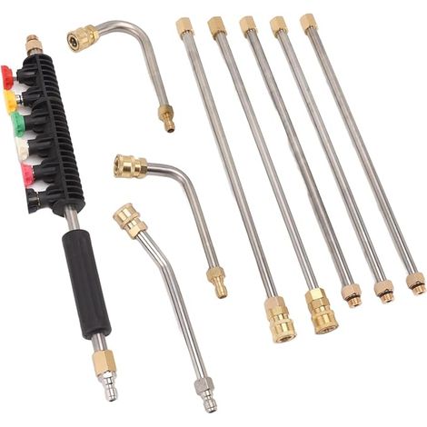 Kit di prolunga per idropulitrice Jeanoko con 5 aste dritte e 3 aste curve, lancia per idropulitrice con 6 ugelli da 1/4 di pollice (1/5)