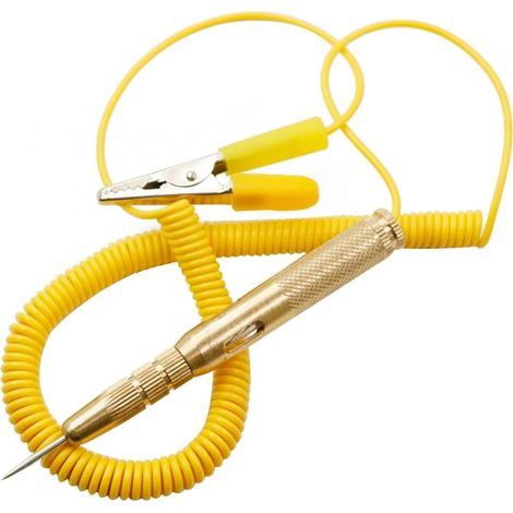 Testeur de fusibles de Voiture avec Pince Crocodile et sonde en Acier Pointue DC 6 V 12 V 24 V Testeur de Tension Stylo testeur de Courant avec Ampoule Long câble spiralé (1/5)