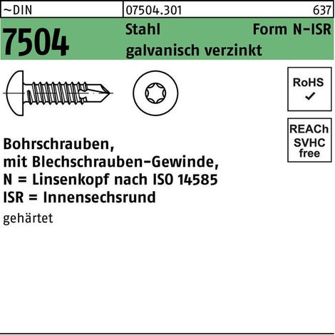 Vis autoforeuse DIN 7504 ISR N 5,5x45-T25 acier galv. 500p.