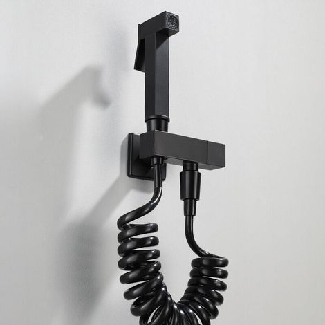 Spruzzatore per bidet, kit doccetta per WC in ottone nero, spruzzatore per bidet portatile a parete, spruzzatore per bidet per l'igiene personale (1/4)