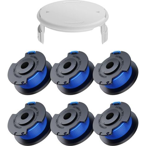 Pack of 7 replacement spools of line for Ryobi One+ AC14RL3A 18v 24v 40v brush cutters, spool Ø 1.6mm, length 20.11m (6 spools of brush cutter line, 1 cover) (1/5)