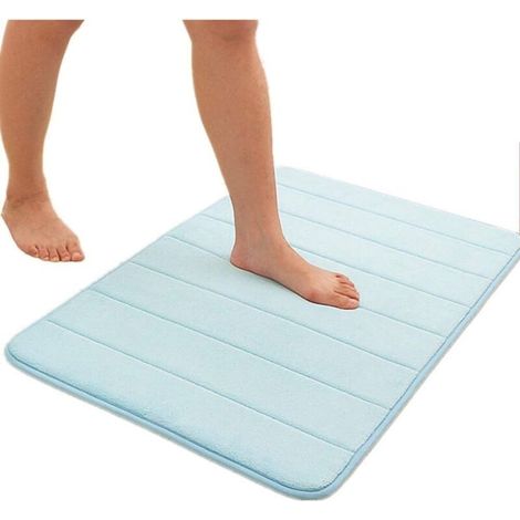 Tapis de Bain antidérapant en Mousse à mémoire de Forme pour Salle de Bain, Microfibre(Bleu Ciel,30 x 50 cm)-Fei Yu (1/5)
