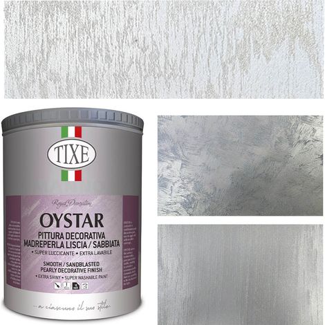Tixe Oystar Pittura decorativa madreperla effetto Sabbiato Finitura madreperlata lavabile Base - 1 lt (1/4)