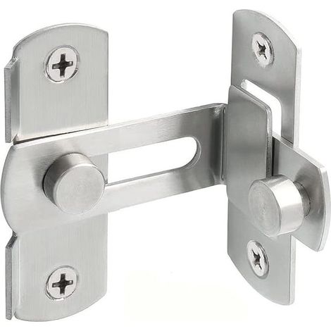 Verrou de porte à angle droit 90 degrés de grange coulissante en acier inoxydable, loquet de porte coulissante à rabat, Verrou de sécurité pour porte fenêtre armoire à vin jardin argenté (1/5)