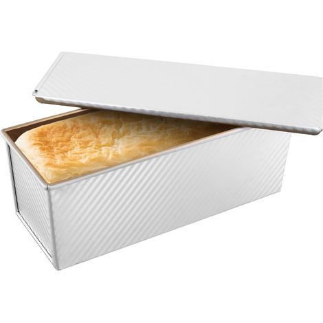 Praktisch zum Backen: 1000g Toastbrot Backform mit Deckel Aluminium antihaftend 34x13,5x12cm (1/5)
