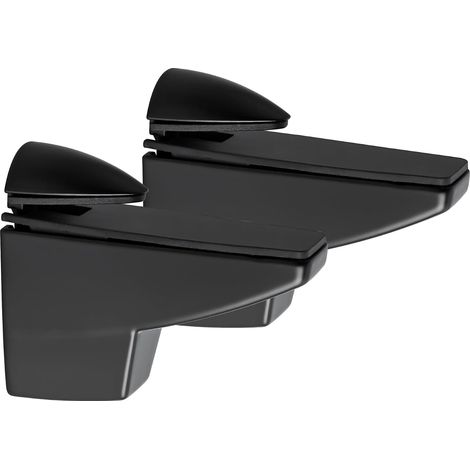 Support Etagere Murale Réglable à Étagère 5-25mm, Noir Mat 2 Pcs Fixation Equerre Etagere Murale en Alliage de Zinc, Pince à Verre pour Étagère en Bois / Verre, Support de Tablette en Verre (1/5)