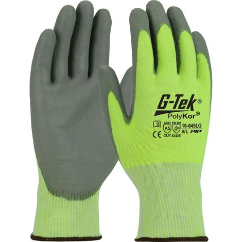 Gants de protection anti-coupure renforcée tactiles avec adhérence et dextérité G-Tek PolyKor PIP (Lot de 12) Vert 11