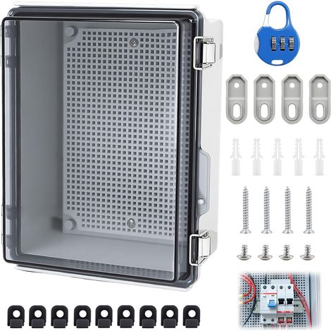 Boîte de distribution, armoire de commande transparente (IP65), boîte de distribution apparente étanche pour extérieur avec serrure à combinaison, adaptée pour les appareils électriques extérieurs (22 (1/5)