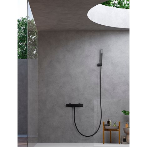 Imex -  Grifo Ducha y Bañera Termostatico Negro Serie Monza