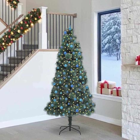 Künstlicher vorbeleuchteter Weihnachtsbaum mit Kugelset 240 cm