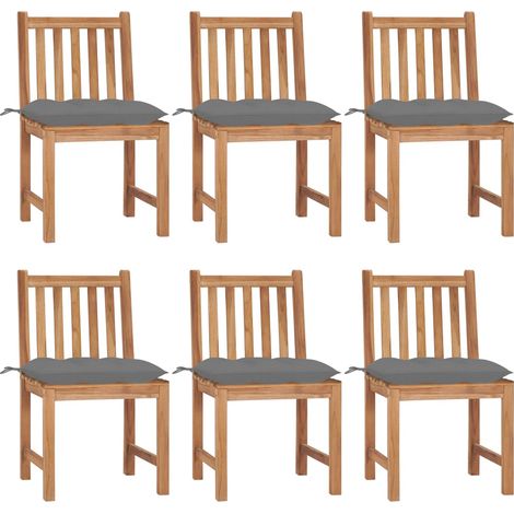 Lot de 6 Chaises de jardin - Chaises d'extérieur pour terrasse/jardin avec coussins Bois de teck massif BV828507 - BonneVie (1/5)