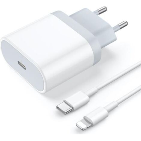 Chargeur rapide USB-C 20 W et câble Lightning de 1 m : adaptateur secteur avec prise de charge rapide pour iPhone 14/14 Pro/14 Pro Max/13/12/11/XR/XS/X/iPad (1/4)