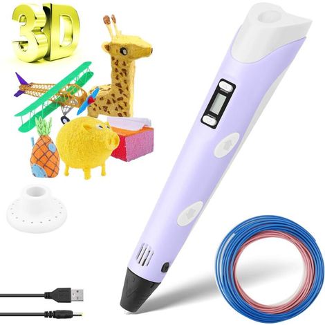 Stylo 3D Enfant, Stylo d’Impression 3D avec Filament LCD Contrôle de la température d'impression mauve-Fei Yu (1/5)
