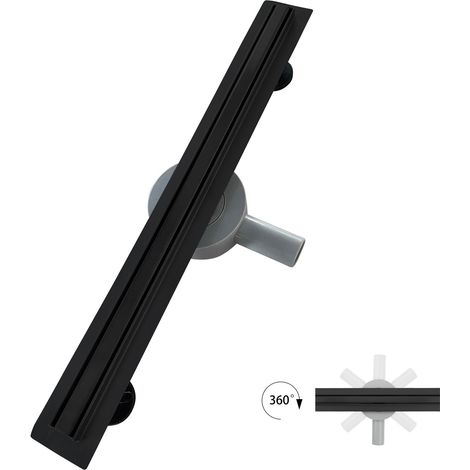 SAMY Caniveau de douche italienne étroit noir L.60 cm siphon 360°, drainage 36l/min, hauteur réglable (1/5)