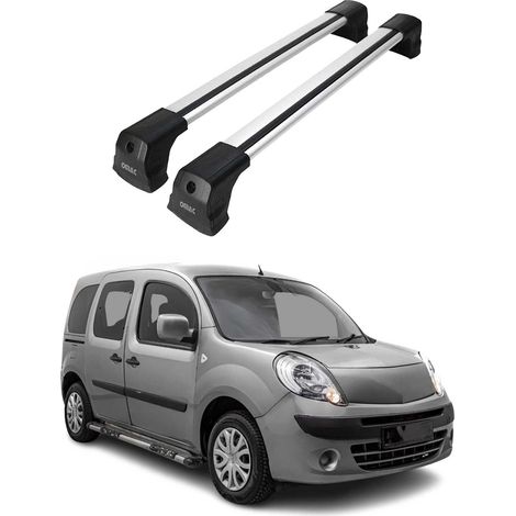OMAC Barres de toit compatibles avec Renault Kangoo II 2007-2021 – 2 barres – Antivol inclus – Aluminium Argent (1/4)