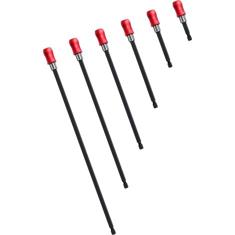 Lot de 6 rallonges pour embouts hexagonaux de 6,35 mm, compatibles avec perceuse, clé électrique et tournevis. (1/5)