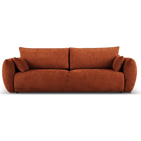 Canapé convertible + box 3 places en chenille terracotta (1/5)