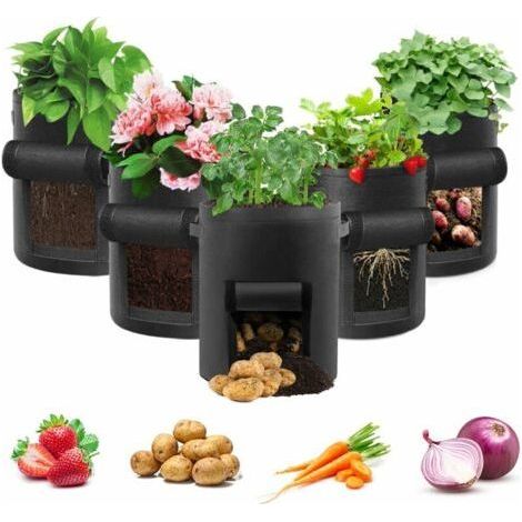 Potato Grow Bag, 5 Pack 10 Gallon Vegetable Grow Bag Grow Bag (1/4)
