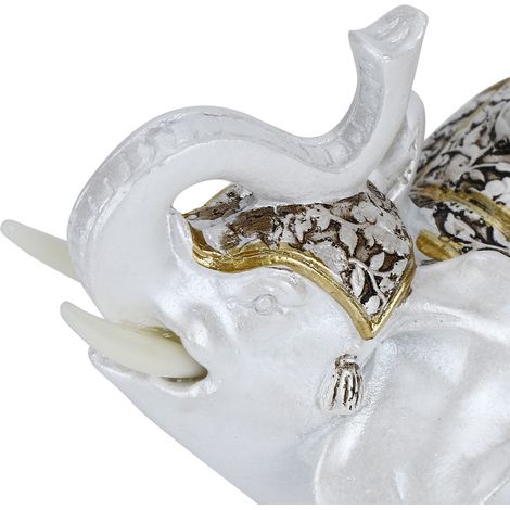 Figurine Animale Résine Mignonne, Statue Décorative pour Maison - Ornement Porcelaine Dorée Fleur (Modèle J16221)