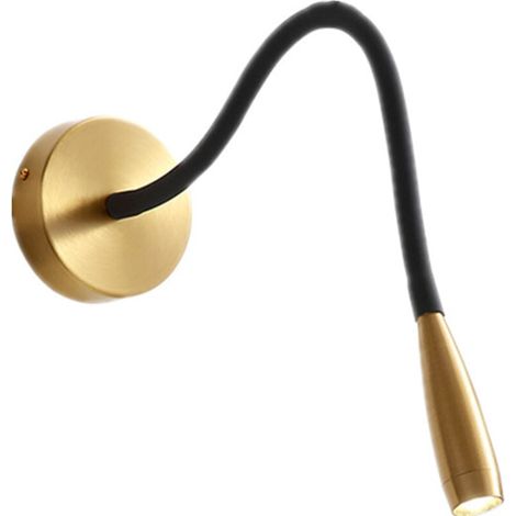 Lampe de Lecture LED Murale Ajustable Col de Cygne Flexible Lumière Liseuse Moderne Cuivre Salle d'Étude (1/4)