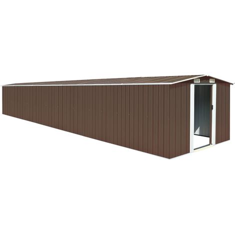 Caseta de jardín caseta de almacenamiento caseta exterior caseta para herramientas robusta 257 x 779 x 181 cm acero galvanizado marrón 020022281