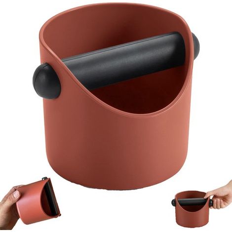 Récipient à marc de café - Boîte à marc - Conteneur de stockage - Bac de récupération - Facile à nettoyer - 580 ml - Compatible avec la plupart des machines à café - Couleur caramel (1/5)