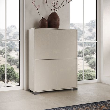Credenza a 4 ante e 2 vani con ripiani 90x120 cm KYLA Grigio (1/4)