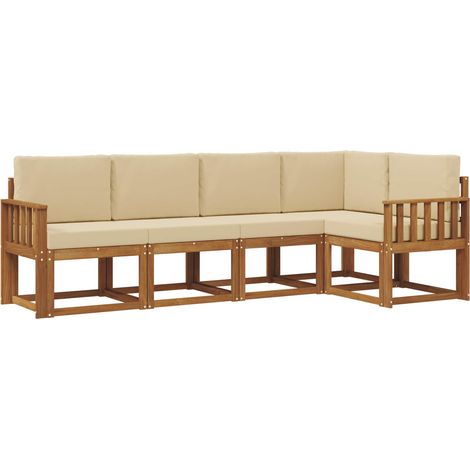 Ensemble de canapés d'extérieur 5 pcs Salon de jardin Naturel et Beige (1/5)