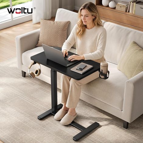 WOLTU Escritorio móvil para portátil/Mesa auxiliar con ruedas, altura regulable, 70x40 cm, negro (1/5)