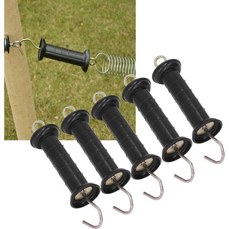 poignée Grande pour Portail clôture électrique avec Crochet pour Ruban ou Corde pour clôture pâturages,5pcs (1/5)