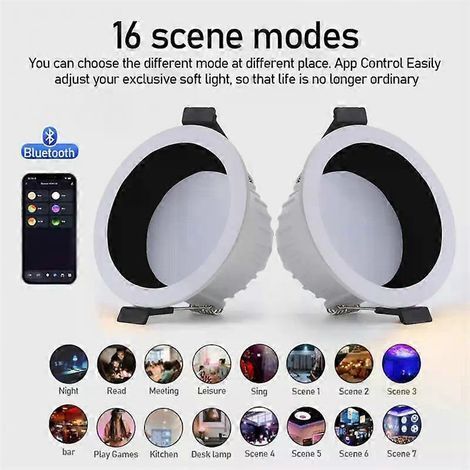 - Spot LED encastré intelligent 4 pouces, compatible avec Alexa, contrôle via application. Plafonnier intelligent RGB blanc/blanc/blanc, commande vocale, 15 W. (1/4)
