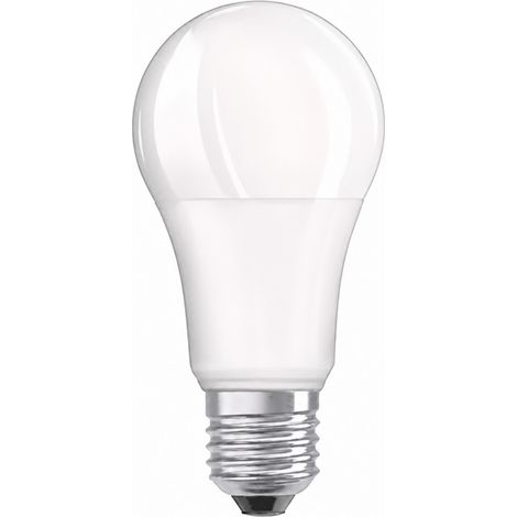 Standard E27, 8.5W, warmweiße, mattierte LED-Glühbirne.
