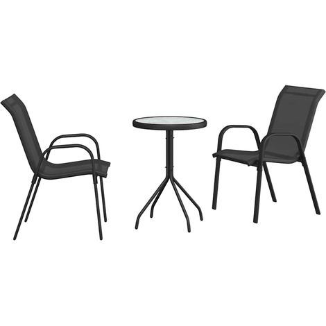 Ensemble bistro de jardin 3 pcs Mobilier de jardin Noir Acier (1/5)