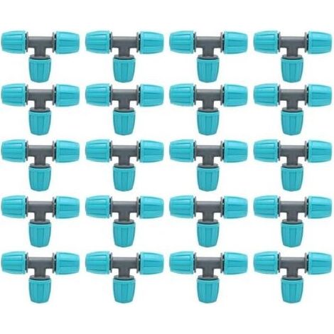 Raccords en T barbelé 16mm – Lot de 20 connecteurs d'irrigation goutte à goutte – Étanchéité renforcée – Installation facile sans outil - 20pcs (1/5)