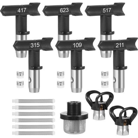 Buse Airless,Lot de 15 Buses,Comprenant 6 Embouts de Pulvérisation Réversibles avec Entretoises,6 Filtres de Pulvérisation de Peinture Airless,1 Filtre D'entrée de Rechange (1/5)