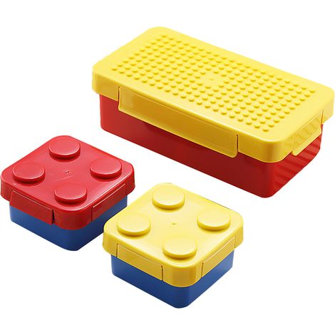 Boîte à lunch créative pour enfants, style puzzle pixel à monter soi-même, couverture jaune. (1/5)
