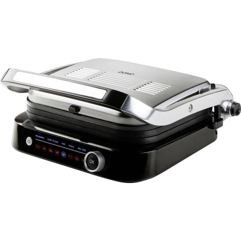 DOMO Genius Elettrico Griglia a contatto Rivestimento antiaderente, con display acciaio inox, Nero (1/5)
