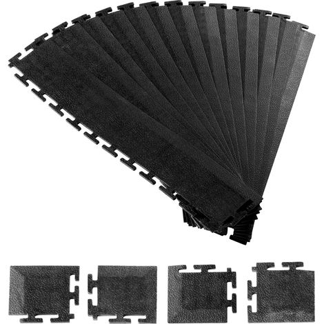 VEVOR Kit Bordures pour Dalles de Sol Garage, 12 Bords 4 Coins, Modulaires et Emboitables, en PVC, Antiderapantes, Compatibles Uniquement avec Dalles de Sol de Garage Emboitables 4 Cotes VEVOR, Noir