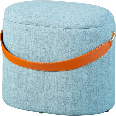 DEENA - Pouf avec Coffre et Lanière Gris