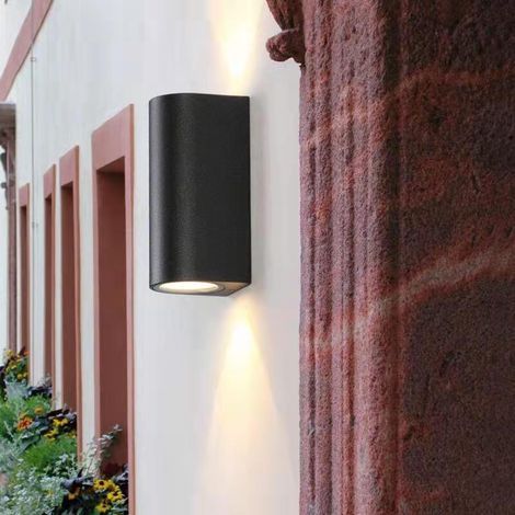 Applique Murale LED Extérieur Noir Rond 1x GU10 Down Lampe Murale Angle de Faisceau Réglable IP54 (1/5)