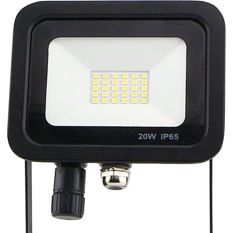 Faro Led Flood Light Slim 20W IP65 Bianco Neutro Carcassa Nera Sensore PIR Opzionale CL1918