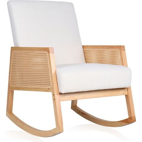 Butaca Mecedora Ember Crema - Ratán 65cm (ancho) x 98cm (alto)
