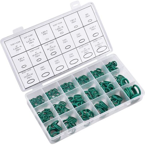270 pcs kit de joint en caoutchouc - Joints toriques de 18 tailles différentes vert - Ensemble de joints d'étanchéité (1/5)