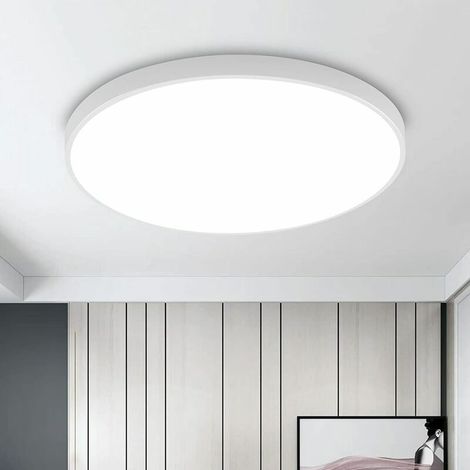 Round LED ceiling light, 30 W, waterproof (IP54), 6500 K, modern ceiling light for bathroom, bedroom, living room, kitchen, hallway, balcony, 27 cm (1/5)