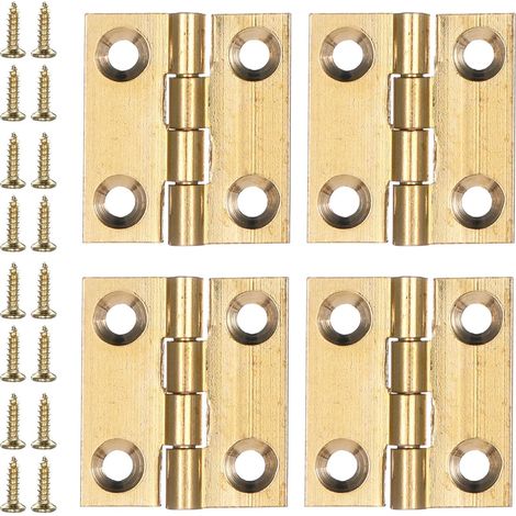 bisagras pequeñas, 25×22 mm, calidad latón, mini bisagras plegables, doradas, bisagra de gabinete con tornillos para joyería, caja de madera