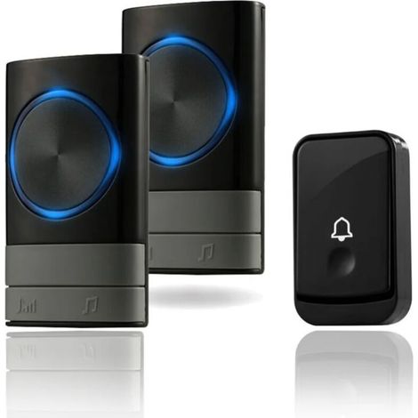 Campanello senza fili, 52 melodie, 4 livelli di volume, kit campanello senza fili impermeabile IP44 con portata di 300 metri, flash LED, 2 ricevitori plug-in (1/5)