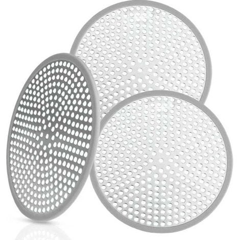 Set of 3 (grey) stainless steel drain strainers for bathtub, kitchen, bathroom, shower MUMU (1/4)