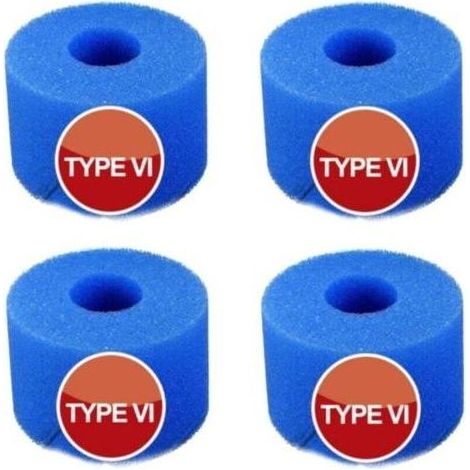 Lot de 4 éponges filtrantes pour filtre de piscine pour Intex type VI - Réutilisables - Éponge très élastique - Pour nettoyage de piscine (1/4)